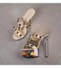 Damen Plateau Sandalen Goldnieten Sexy Transparente Plateau Sandalen Kristallblumen Sandalen LFD-190-38