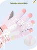 Pink Cartoon Fingerless Cotton Gloves for Girls - Windproof, Warm Winter Cycling and Outdoor Gloves for Primary School Students