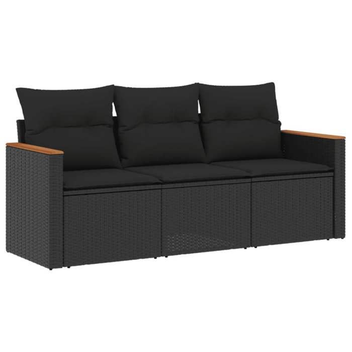 VidaXL Garden Lounge Set with Cushions 3 Pcs, Patio Sofas, Patio Furniture Set, Outdoor Furniture, Black 3225754