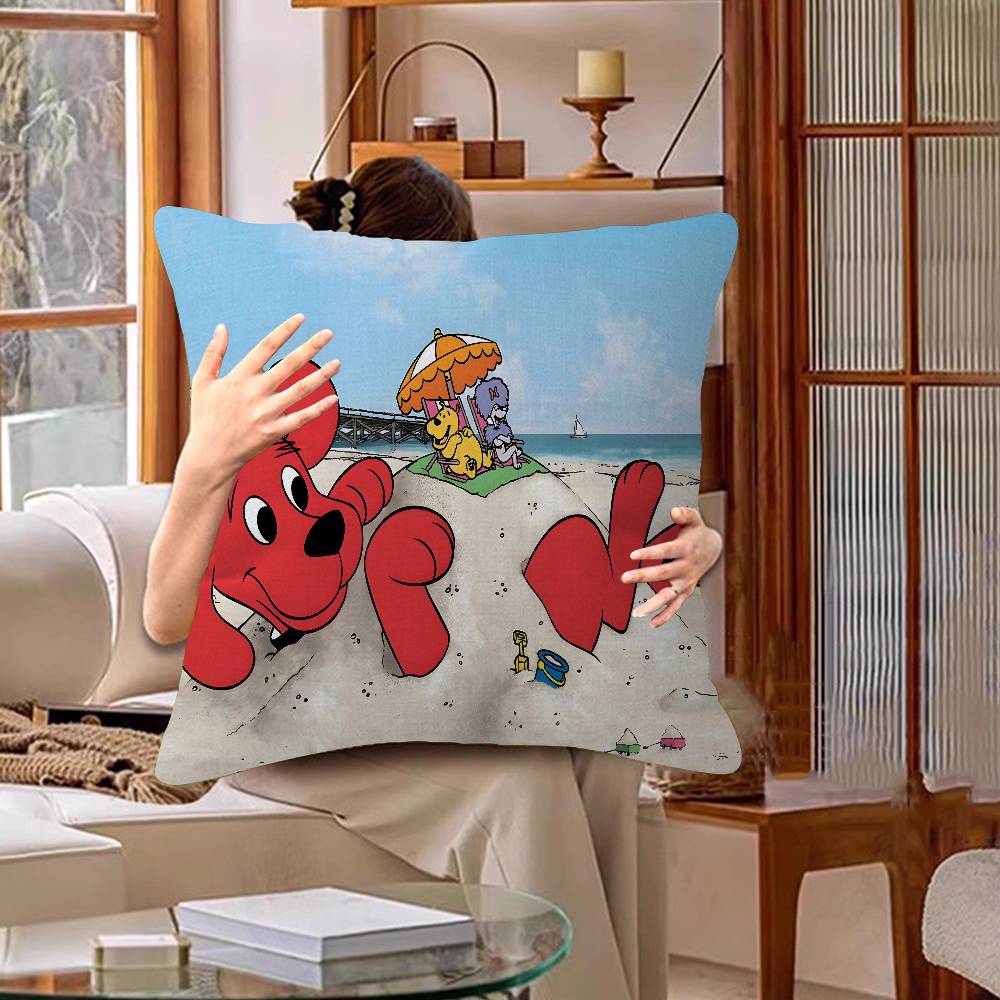 Cartoon Clifford The Big Red Dog Lucky Dragon Pillow Cover Sofa Cushion Cover Home Room Decoration Children Gift