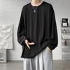 2025 Spring Autumn Men Oversized T-Shirt Man Long Sleeves Pure Color Tshirt Male Bottoming Shirt Man Basic Tops Tees