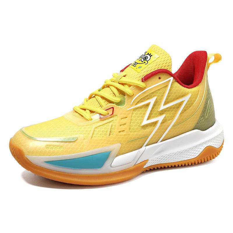Basketball Shoes Men's and Women's Mesh Breathable Non-slip Wear-resistant Shock Absorption Actual Combat Lightweight Soft Sole Student Fluorescent