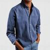 Neue Herren Denim Jacke mit Kragen Hemd Dünn Lässig Langarm Locker Einfarbig
