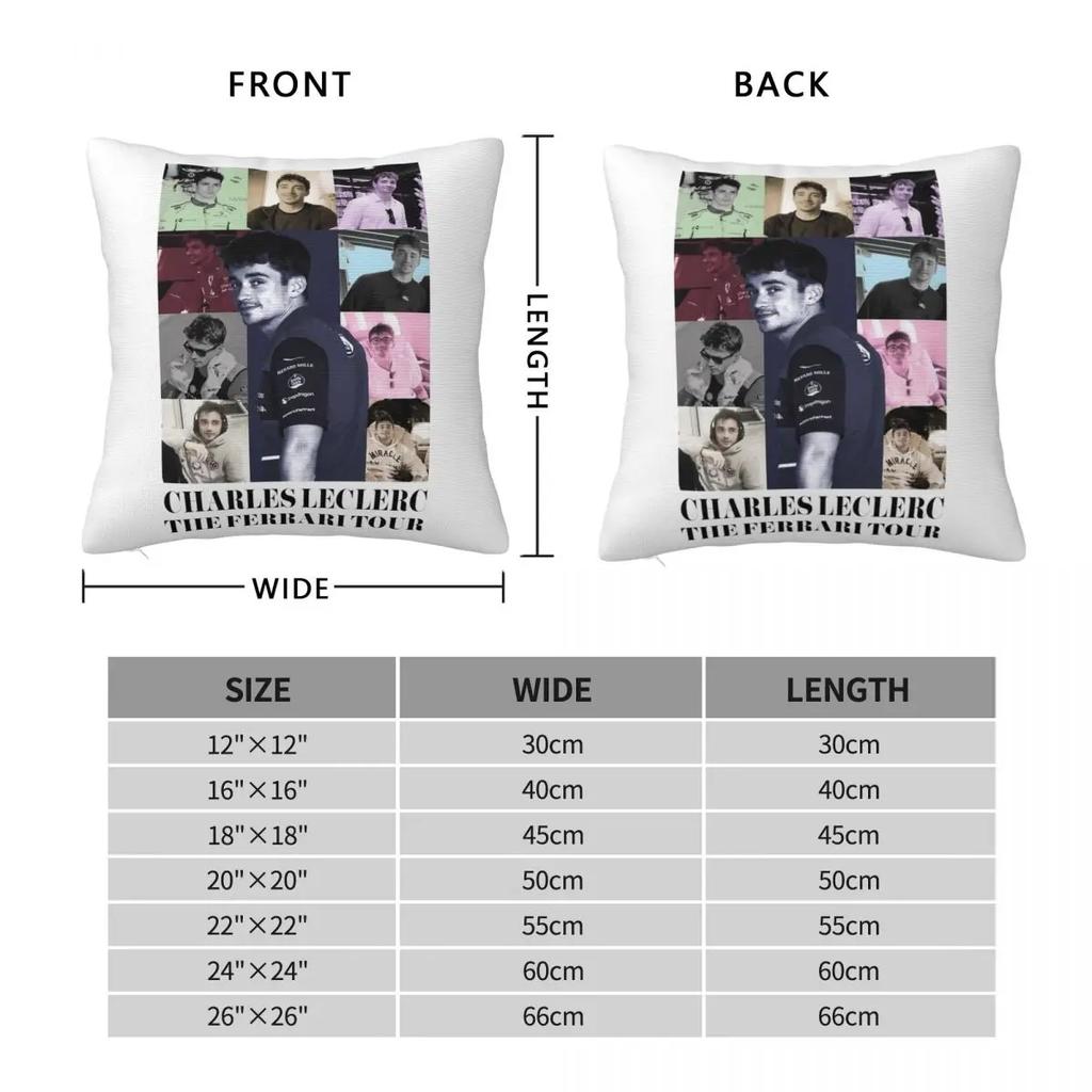 Charles Leclerc Eras Tour Kissenbezug Bedruckter Polyester Kissenbezug Geschenk Wurfkissenbezug Abdeckung Zuhause Quadratisch 18''