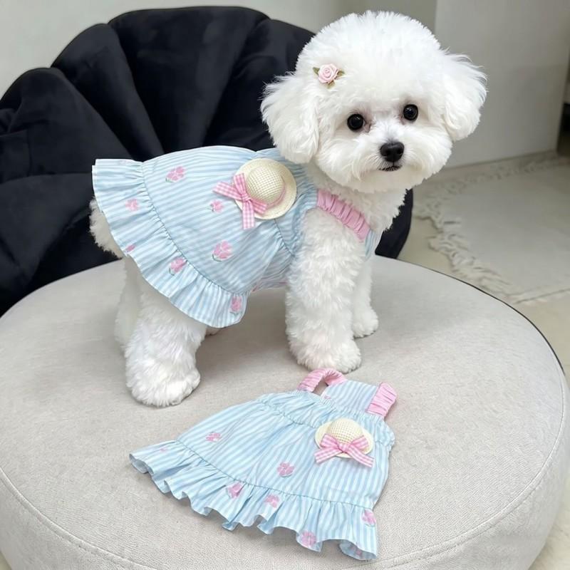 Pet Cat Dress Sweet Rainbow Strap Princess Skirt Ragdoll Golden Shaded Cats Anti-Shedding