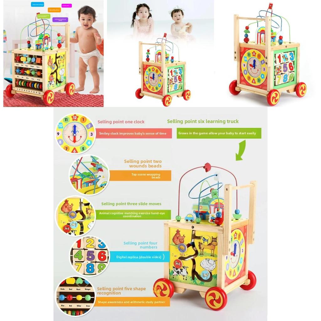 Wooden Childrens Learning Walker With Multifunction For Early Development