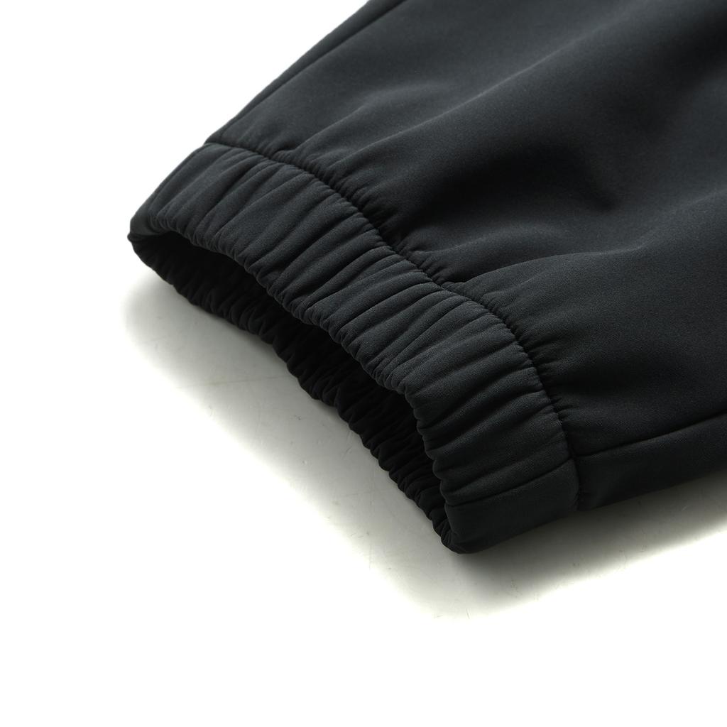 Li Ning Fitness Series Solid Color Mid Waist Comfortable Breathable Fleece Warm Cuffed Sports Long Pants Men Bottoms Black AYKU673-1