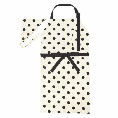 COLORFUL CANDY STYLE Apron (150-170cm) with Triangle Scarf, for Girls, Middle and High School Students, Stylish Cooking Class, Polka Dot Large (Twill,