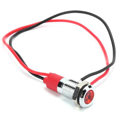 8mm LED Wasserdichte Signalleuchte Kontrollleuchte mit Kabel Rot