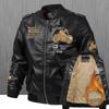 Men Motorcycle Jacket PU Leather Jacket Winter Thick Warm Cashmere Coat Casual Slim Motorcycle Jacket