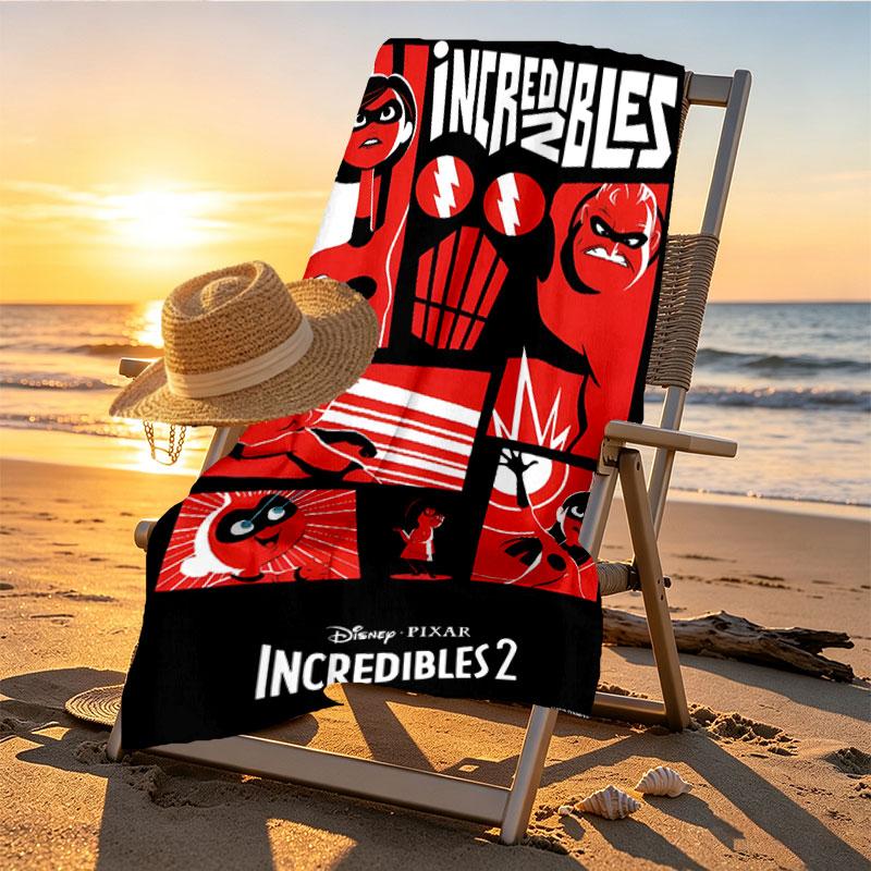 Incredibles Print Beach Towel Design, Soft, Lightweight. for Home Bathroom, Spa, Pool, Yoga, Surfing, Camping, Gift for Family, Friend