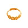 Chinese 24k Gold Gourd Coin Open Ring - Geometric High-End Jewelry for Women