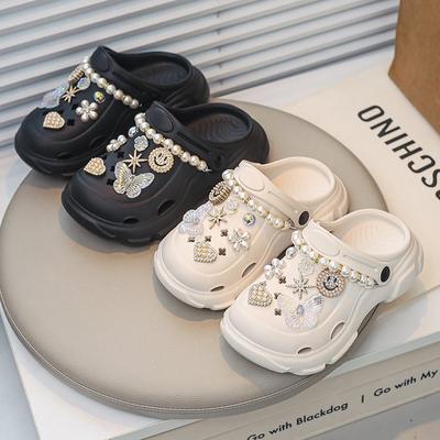 Girls' Summer Clog Sandals, New Two-Way Wear Waterproof Non-Slip Beach Slippers for Little Girls