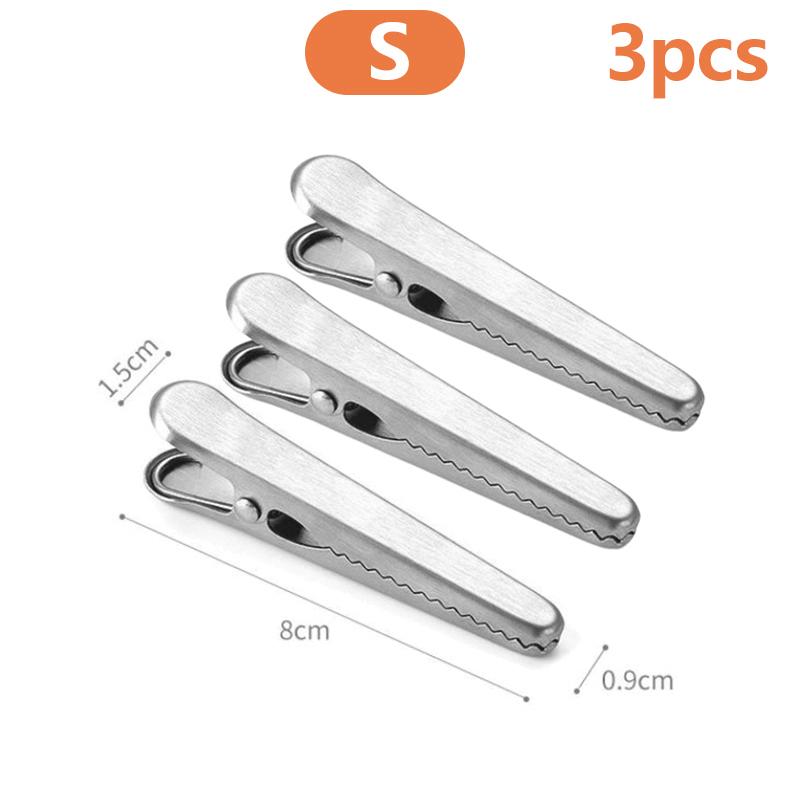 3/6/12Pcs Stainless Steel Clips, Multi-Purpose Food Storage Bag Clips, Reusable Kitchen Alligator Clip Office Binding