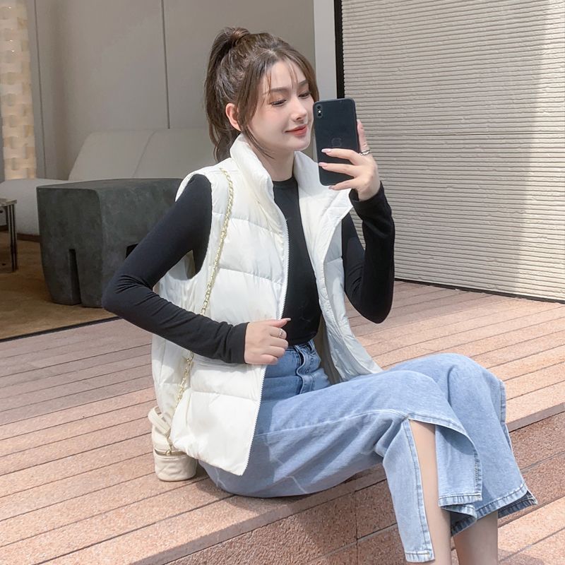 Módní bavlněná vesta s stojáčkem Stylová korejská verze bez rukávů podzimní zimní bunda