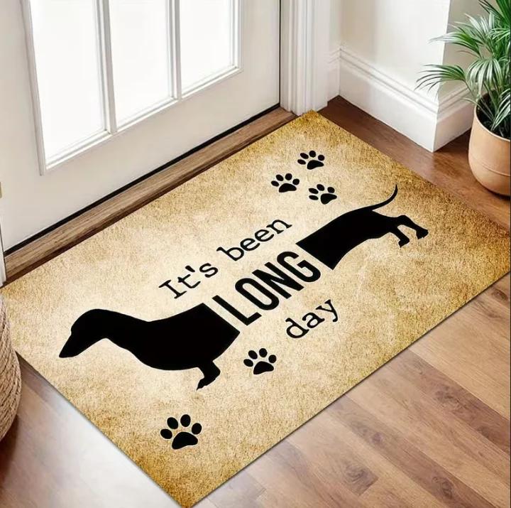 Retro Style Dog Carpet and Flower Home Mat Material Suitable for Entrance Laundry Room Living Room Door Home Decoration Carpet
