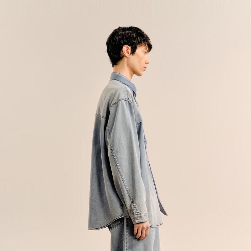 Men's Loose Fit Stand Collar Cotton Long Sleeve Shirt