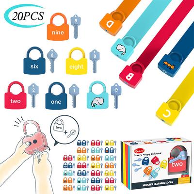 20 Teile/satz Montessori Spielzeug Mathematik Schlösser Schlüssel Set Kinder Entsperren Lernen Zahlen Erkenntnis Kinder Frühen Pädagogischen Spielzeug Geschenk