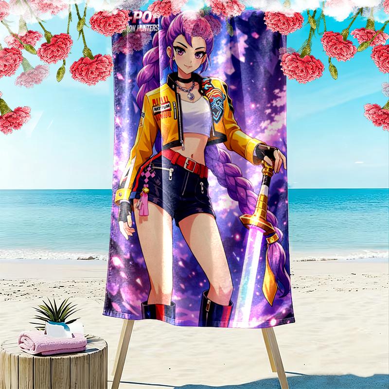 Kpop Demon Hunters Beach Towel Suitable for Various Scenarios Such As Kitchen, Bathroom and Beach Swimming