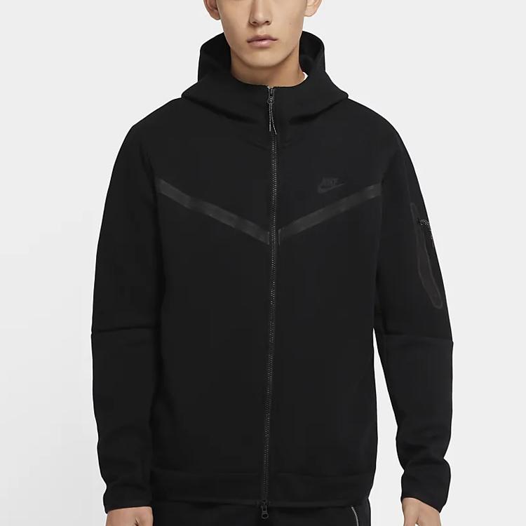 Nike Sportovní mikina s kapucí na zip Tech Fleece (Velikost Asie) Černá Pánská Streetwear CU4490-010