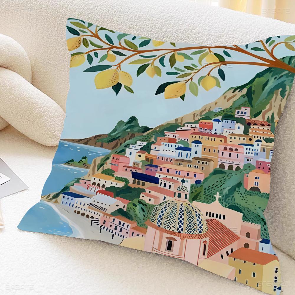 Španělsko Pobřeží Amalfi Krajina Povlaky na polštáře Domácí lůžkoviny Dekorativní povlak na polštář Svatba Super měkký povlak na polštář