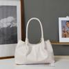 Einfache weiße PU-Leder Schultertasche für Damen weiche Achseltasche große Kapazität Einkaufstasche