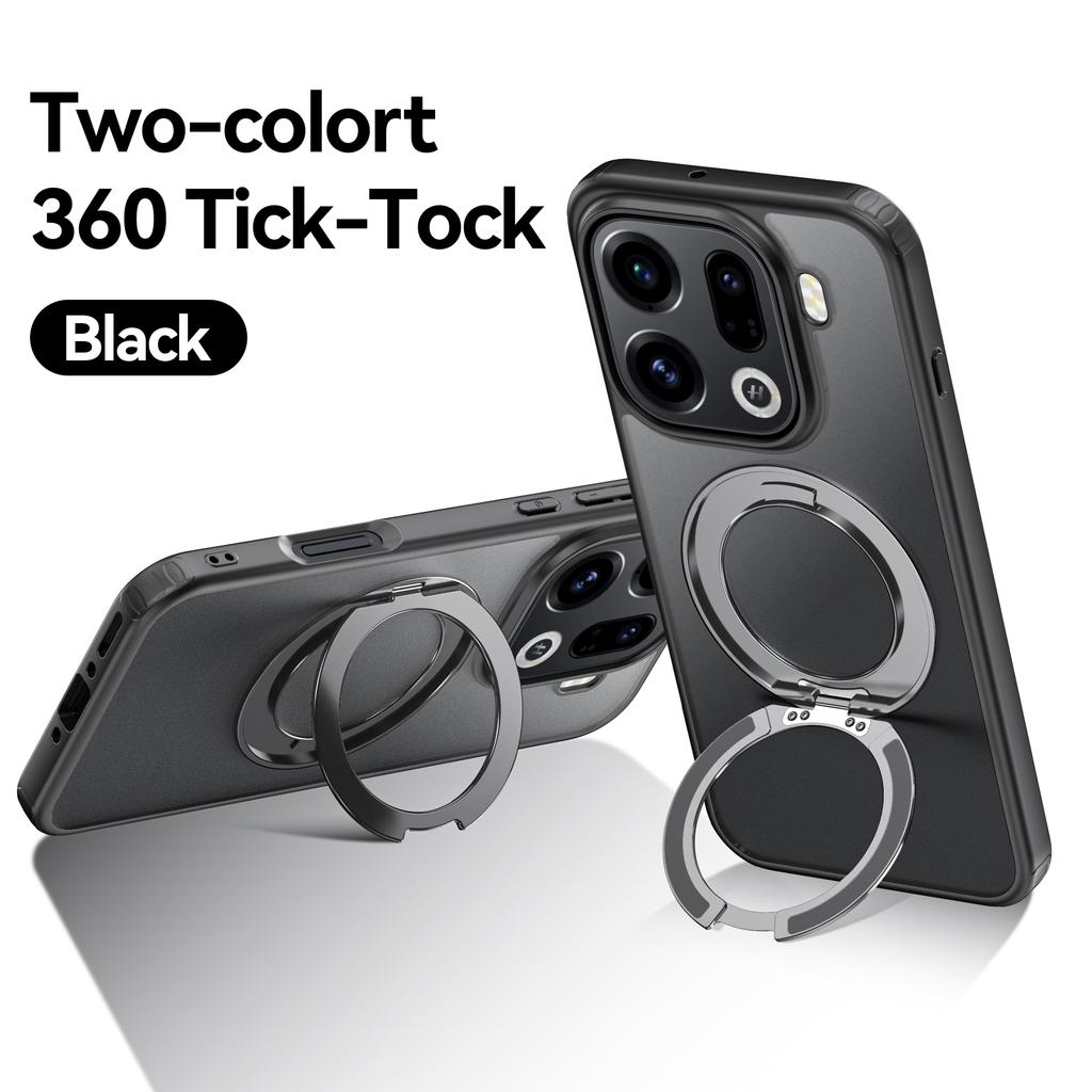 360° Rotating Magnetic Metal Stand Phone Case For OPPO Find X9 Pro X9s X9Ultra Translucent Frosted Shockproof Cover Coque Fundas
