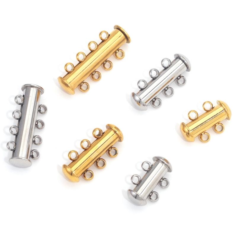 Slide Lock Clasp 304 Nerezová ocelová trubková spojka pro vrstvení náhrdelníků nebo náramků, příslušenství pro výrobu šperků