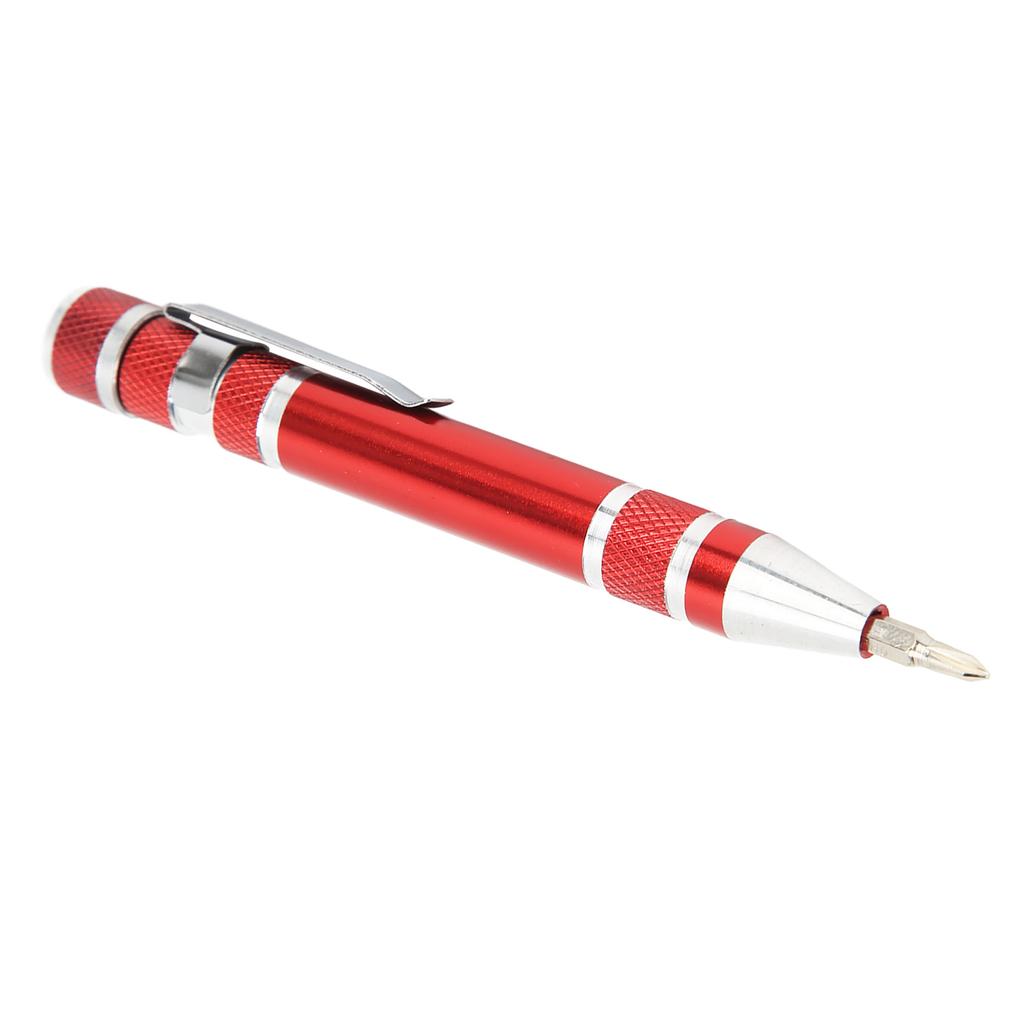 Pocket Screwdriver 8 In 1 Mini Hand Pen Screwdriver Magnetic Type Multipurpose for Fine ScrewsRed