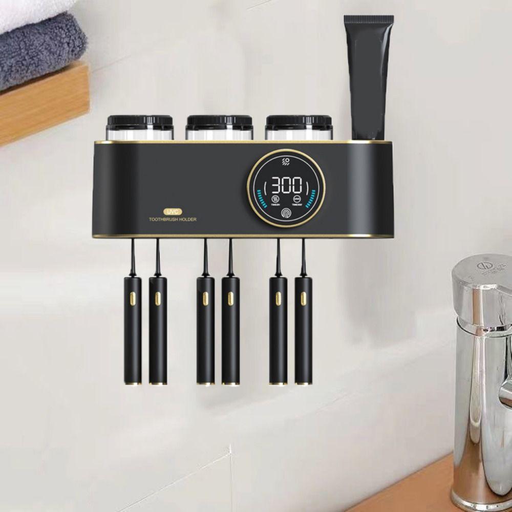 No Punching Smart Toothbrush Rack Plastic Toothbrush Intelligent Drying Rack  for Home