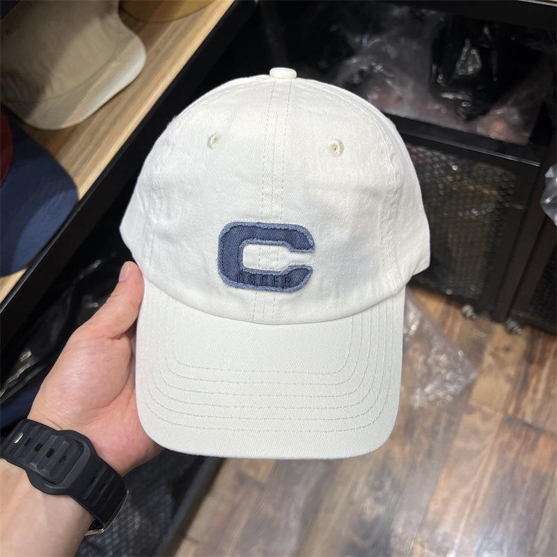 Wind white light blue baseball cap women's C letter embroidery face small cap casual versatile soft top