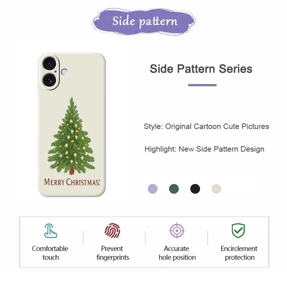 For iPhone 17 Case Christmas Tree Pattern Printing Straight Edge TPU Phone Back Cover
