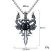 New Personality Design Punk Style Red Dragon Sword Pendant Necklace for Men Goth Retro Cross Stainless Steel Collar Rock Jewelry