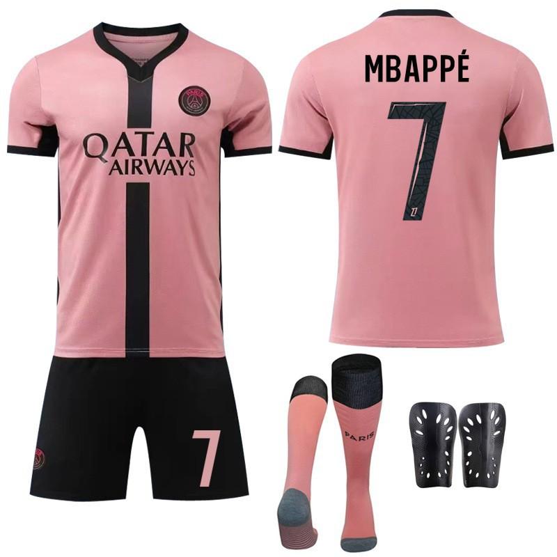 

2024-25 Paris Second Away Game Pink No. 7 Mbabpe 10 Dembele 30 Football Jersey Set #M