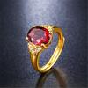 Korean Style Gold Plated Women's Ring Set: Adjustable Garnet & Ruby Open Rings