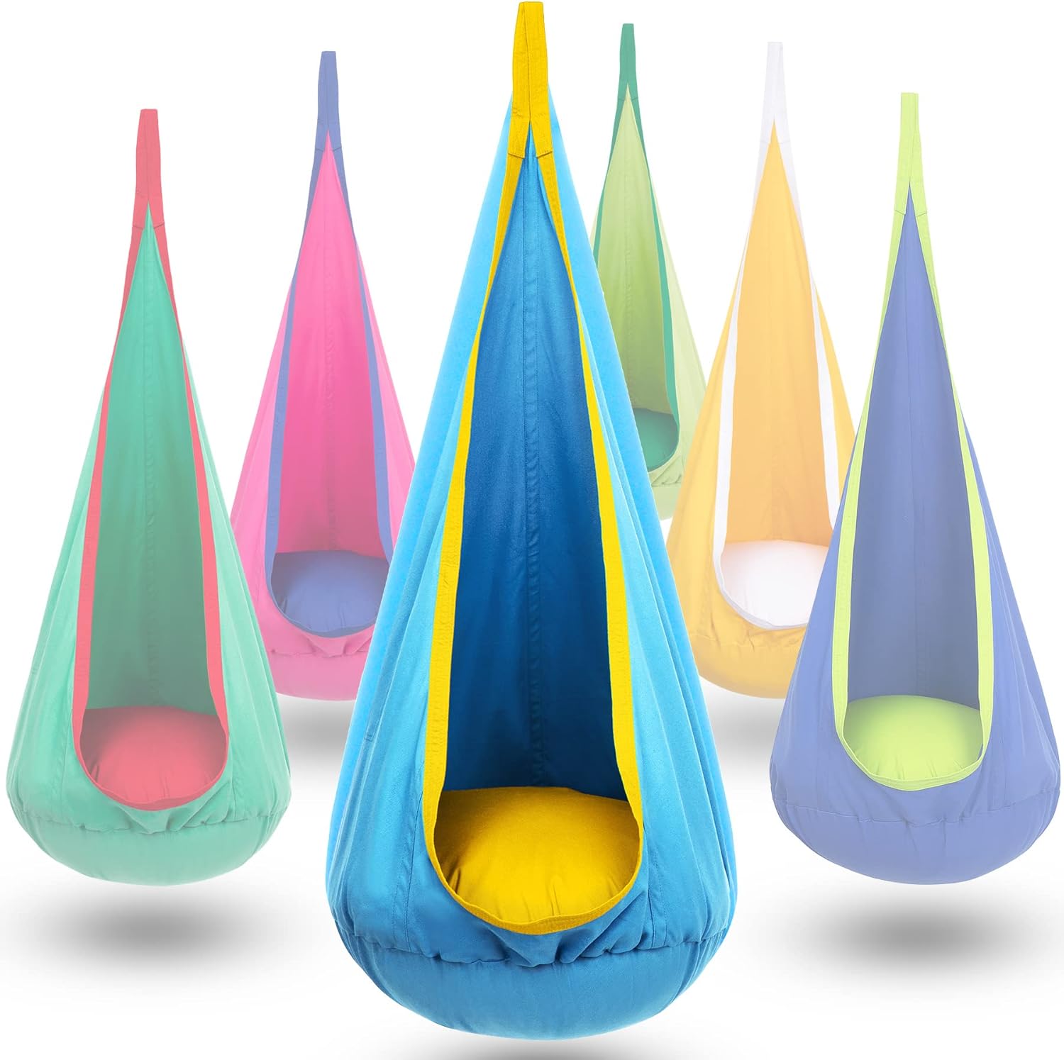 

Детское подвесное кресло-гамак-кокон с надувной подушкой и боковым карманом, портативное сенсорное кресло для детей, для дома и улицы