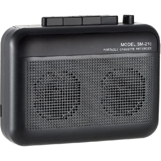 Portable Cassette Player Recorder with Bluetooth Transmitter, Walkman Cassette Tape Player with Headphone Jack, Build-in Speaker, Microphone Jack,