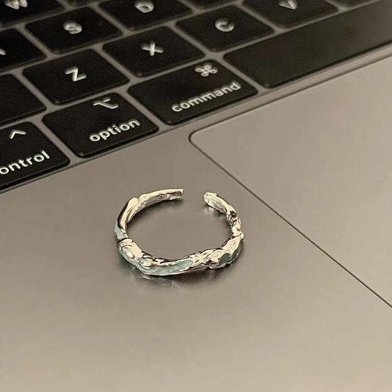 ANENJERY Nieregularne niebieskie pierścionki epoksydowe dla kobiet dziewczynki moda słodki fajny pierścionek OL akcesoria do biżuterii