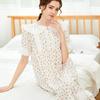 Women's Floral Short-Sleeve Cotton Nightgown, Loose Mid-Length Court Style Princess Homewear