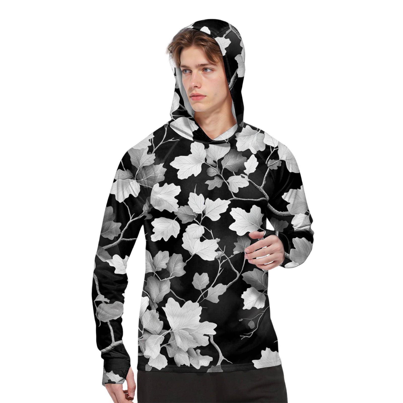 

Мужская модная рубашка с длинным рукавом с принтом и капюшоном SPF/UV XL