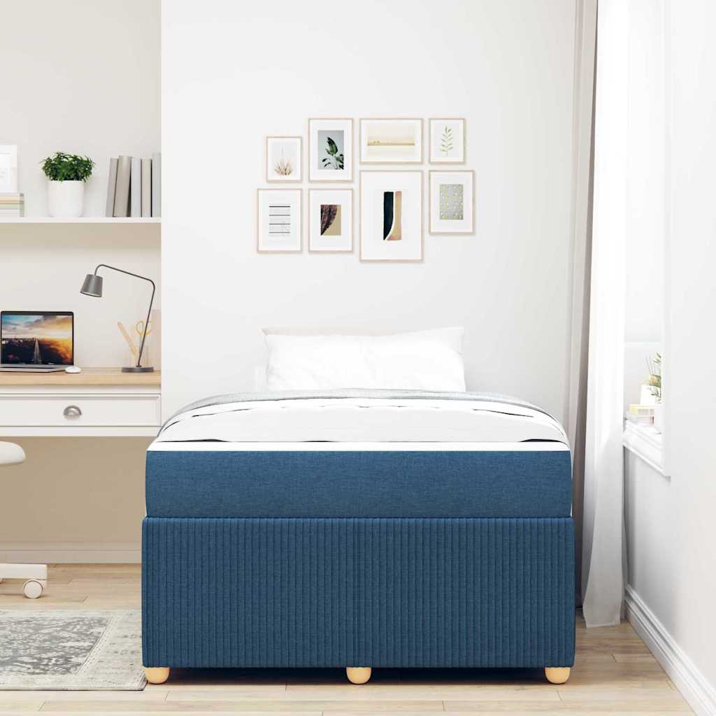 Bed Frame with Mattress Blue 120 x 190 cm Fabric