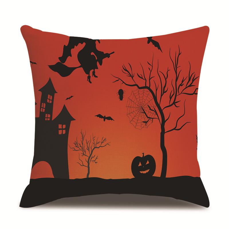 Halloween Linen Pillow Cover Printed Pillow Cover