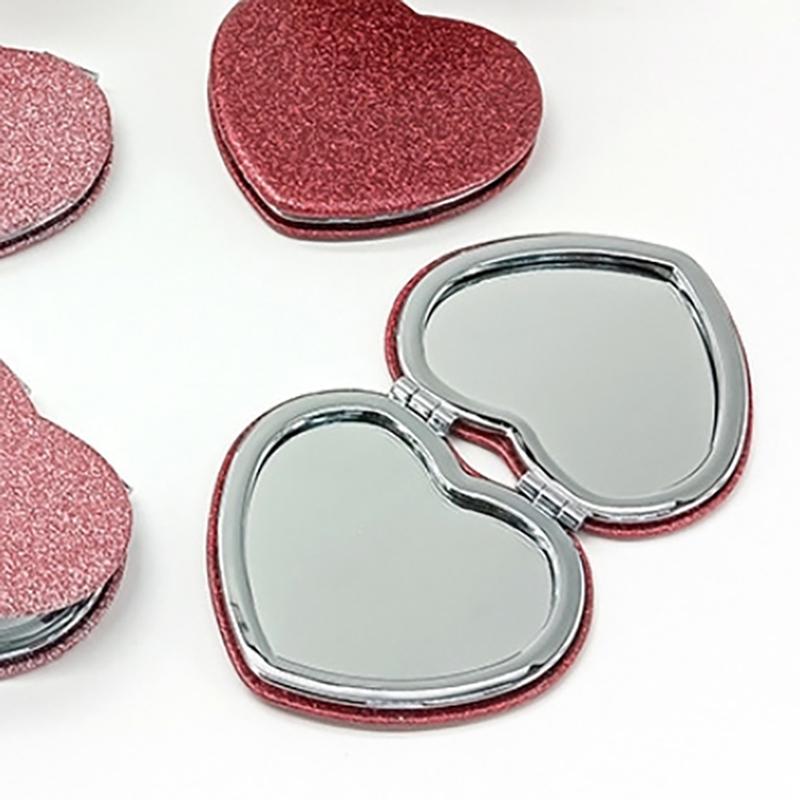 1 Piece Dual Sided Portable Heart Shaped Compact Mirrors Folding Makeup Mirror Travel Size High Definition Pocket Vanity