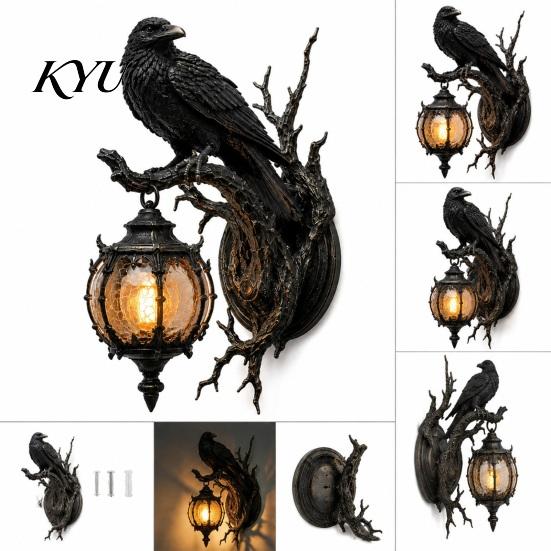 Fein geschnitzte Wandleuchten für Schlafzimmer-Dekor Vintage Krähe auf Ast Lampe, Gotischer Drachen Wandleuchter Einzigartig Kreativ Innen Haus Wohnzimmer Schlafzimmer,