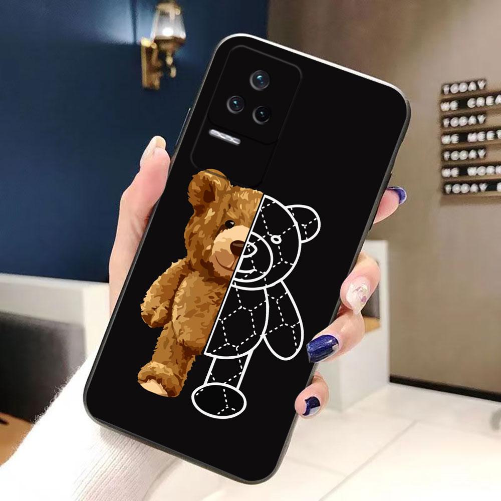 Naughty Cute Bear Phone Case For Redmi K60 K40 K30 15 15C 14C 13C 12C 12 10 10C 9T 9C 9A 9 8 8A A1 A2 A3 Pro Plus Cover Case