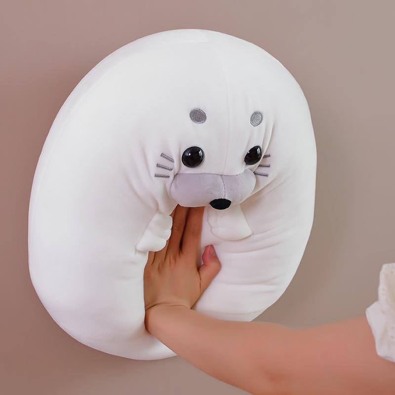 Squishy Fatty Seal Doll Plush Toy Ultra Soft White Blue Aquatic Cartoon Animal Pillow Down Cotton Stuffed Plushie Gift