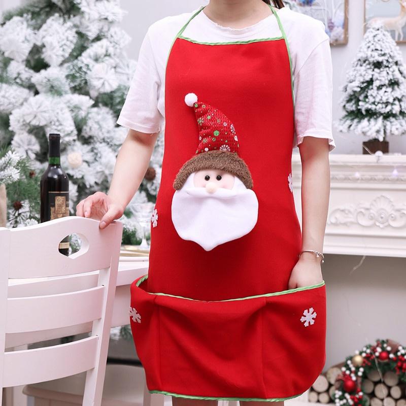 New Christmas Decorations Adult Christmas Costumes Cartoon Elderly Snowman Apron Service Student High-end Apron