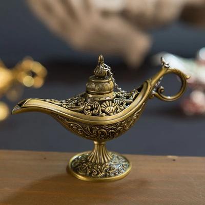 1pc Aladdin Magic Lamp Metal Crafts, Wishing Lamp Aromatherapy Stove, Home Decoration Creative Ornament for Girls Children Gift