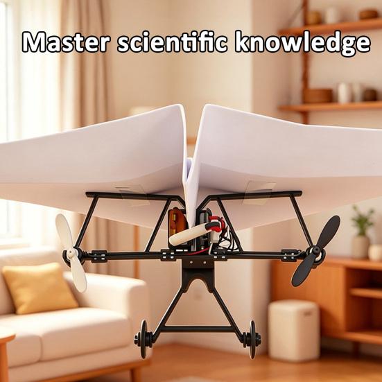 Kit DIY Avião de Papel RC, Módulo Elétrico de Avião com Controle Remoto com Estabilizador Giroscópico, Hélices Duplas, Conjunto de Componentes Lançadores de Aeronaves de Papel para