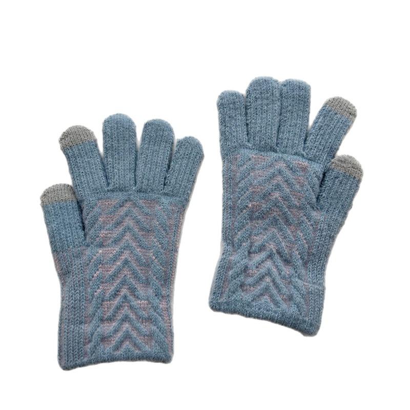 Neue Handschuhe Damen Winter Gestrickt Samt Jacquard Paar Warm Mode Winterhandschuhe